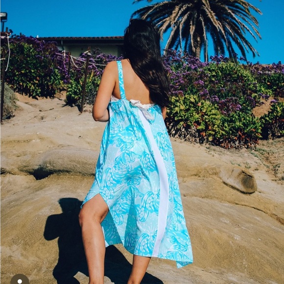 Lilibridge Blue Tropics Midi Dress | Color: Blue | Size: M | - Picture 8 of 10